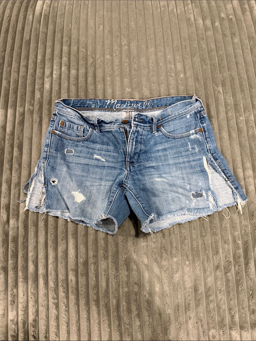 Madewell Light Blue Distressed Denim Cutoff Shorts